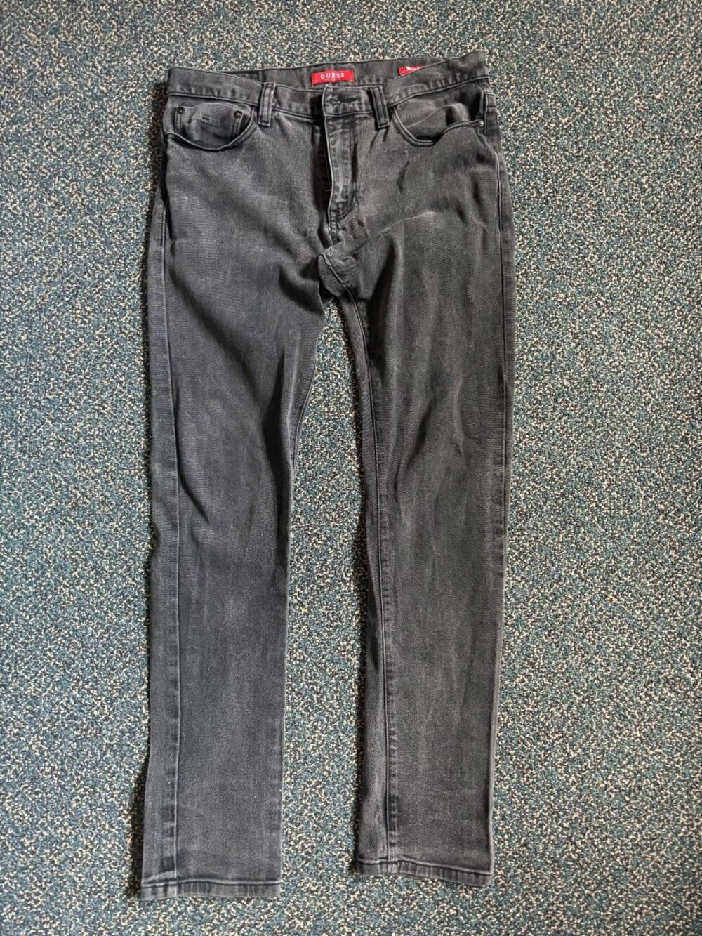 Guess Los Angeles Mens Jeans Skinny Fit Medium Rise Black Fade Denim Size 34x34